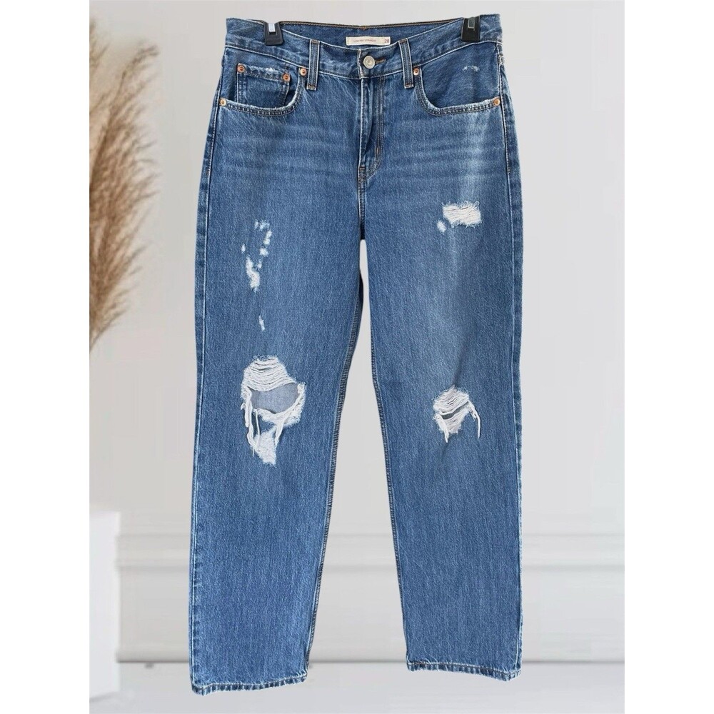 Levi's Low Pro Straight Women's Size 28 Distressed Denim Jeans